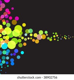 Vector - Illustration of colorful and overlapping retro dots flowing