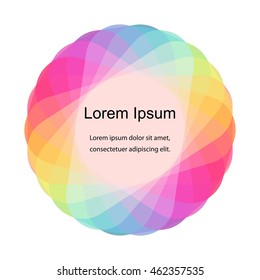Vector Illustration. Colorful Overlapping Transparent Mosaic Circle. Template for Fliers, Banners, Badges, Posters, Stickers and Advertising Actions. Abstract Background