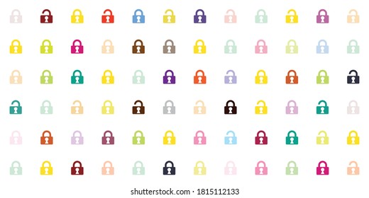 vector illustration of colorful padlocks locked and unlocked grid for account privacy settings