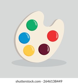 Vector illustration of a colorful paint palette on light background. Artistic and creative education concept for children, back to school, learning, art class, creativity, and school supplies design
