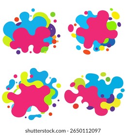 Vector Illustration of Colorful Paint Splashes – Abstract Organic Ink Splatters in Bright Vibrant Colors – Perfect for Creative Vector Art, Icons, and Modern Graphic Design Elements