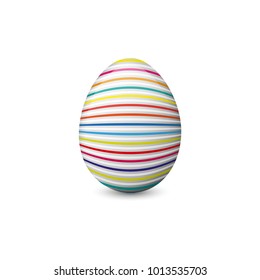 Vector illustration of the colorful, painted and decorated Easter egg isolated on the white background. Holiday symbol, element and object.