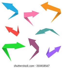 Vector illustration of Colorful paper arrow icon set for web design