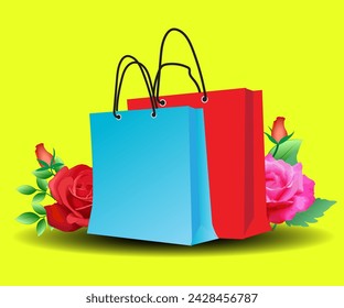 Vector illustration of colorful paper bags for shopping.