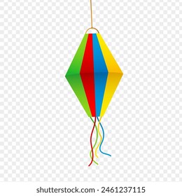 Vector illustration of colorful paper lantern on transparent background