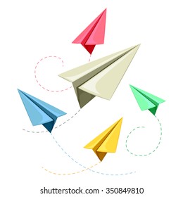 Vector Illustration of Colorful Paper Plane