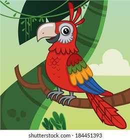 Vector illustration of a colorful parrot.