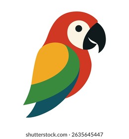 Vector illustration of colorful parrot bird with tropical design.