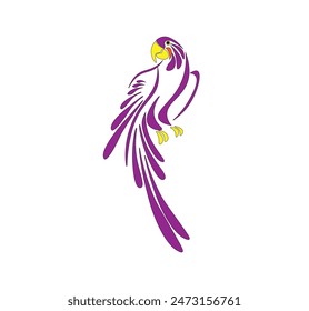 Vector illustration of a colorful parrot in a minimalist style	