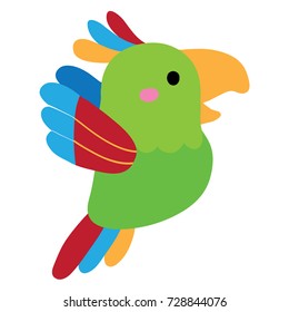 Vector illustration of colorful parrot on white background