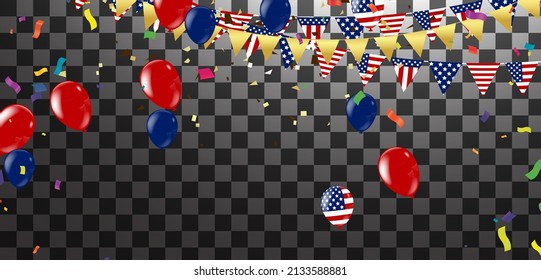 Vector Illustration of a Colorful Party Background holiday decorations, picturesque flags, pennants. for parties or celebrations