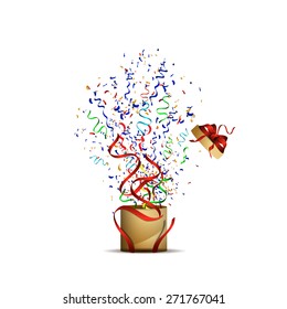 Vector Illustration of Colorful Party, confetti, ribbons