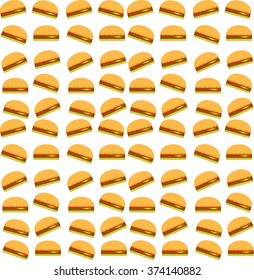 Vector Illustration Colorful Pattern Of Cheeseburgers And Double Cheeseburgers. Perfect for Fast Food Restaurants And Cafes