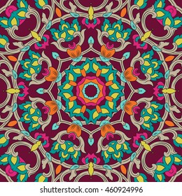 vector illustration of colorful pattern with mandala elements. EPS