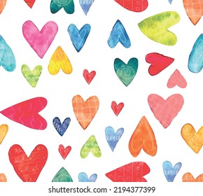 Vector illustration of colorful pattern of stylized hearts.