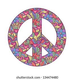 Vector illustration of colorful peace symbol on white background