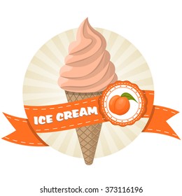 Vector illustration of colorful peach ice cream