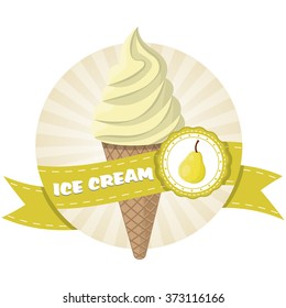 Vector illustration of colorful pear ice cream