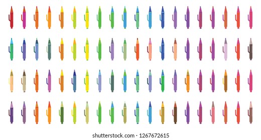 vector illustration of colorful pens pattern for office or stationary shop background