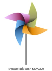 Vector illustration of a colorful pinwheel on a white background