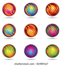 Ilustración vectorial del planeta colorido como Esferas