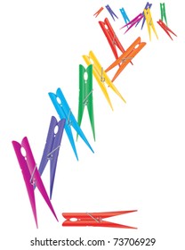 vector illustration of colorful plastic clothes pegs on white in eps 10 format