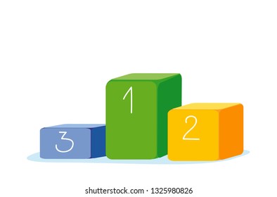 Vector illustration of colorful podium of winners with numbers isolated on white background