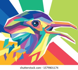 vector illustration of a colorful pop art Bird head