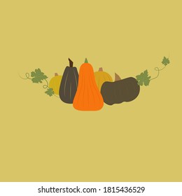 vector illustration of colorful pumpkin with leaves