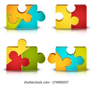 Vector illustration of colorful puzzle.