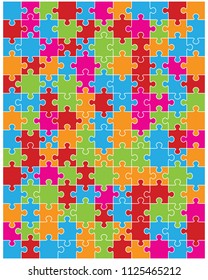 Vector illustration of colorful puzzle, separate pieces