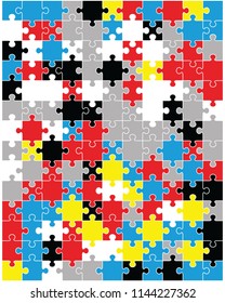 Vector illustration of colorful puzzle, separate pieces