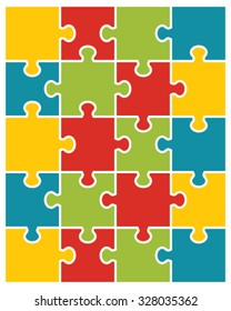 Vector illustration  of colorful puzzle,  separate pieces