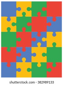 Vector illustration of colorful puzzle, separate pieces
