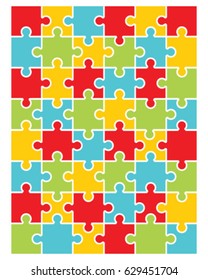 Vector illustration of colorful puzzle, separate pieces