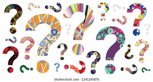 vector illustration of colorful question marks collage or pattern for background designs