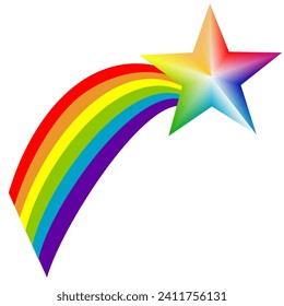 Vector Illustration Of Colorful Rainbow And Star Isolated On White Background For Decoration