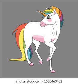 Vector illustration colorful rainbow unicorn