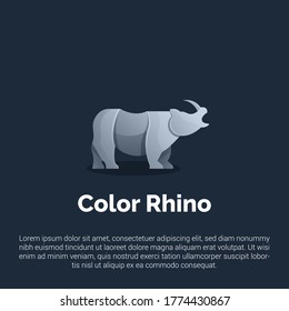 Vector illustration of colorful Rhino logo, icon, sticker design template