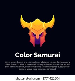 Vektorgrafik des bunten Samurai-Logos, Ikone, Sticker-Design-Vorlage