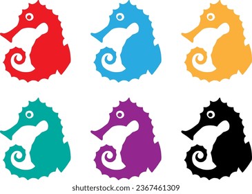 Vector illustration of colorful seahorses