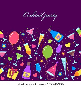Vector illustration of colorful seamless with different cocktails.