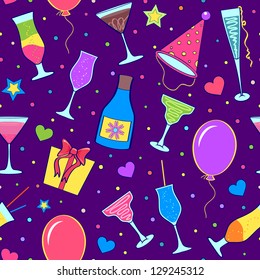 Vector illustration of colorful seamless with different cocktails.