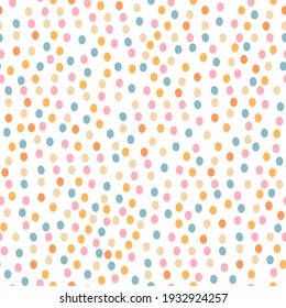 Vector illustration of colorful seamless dot pattern with soft color background. Abstract design wallpaper.