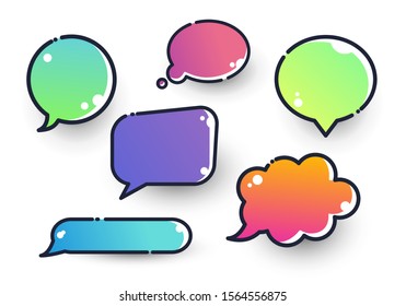Vector Illustration Colorful Set Of Different Speech Bubbles With Bold Outline