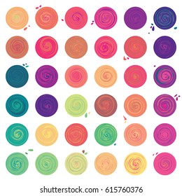 vector illustration of colorful set with different paints for artistic or cosmetic palette concepts on white background
