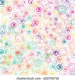 vector illustration of colorful set with different spirals for artistic or cosmic concepts on white background