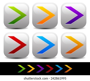 Vector illustration of colorful sharp arrowheads pointing right