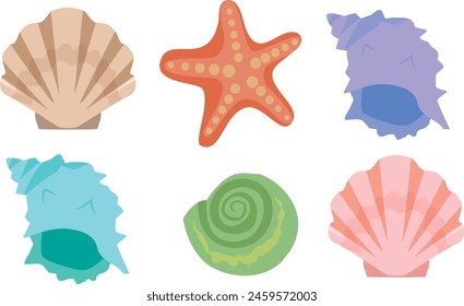 Vector illustration of colorful shellfish