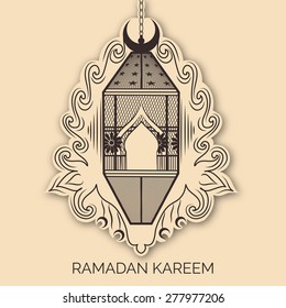 Vector illustration of a colorful shiny lamp for Ramadan Kareem .